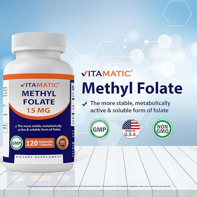 Vitamatic Methyl Folate 15mg | 120 Vegetable Capsules