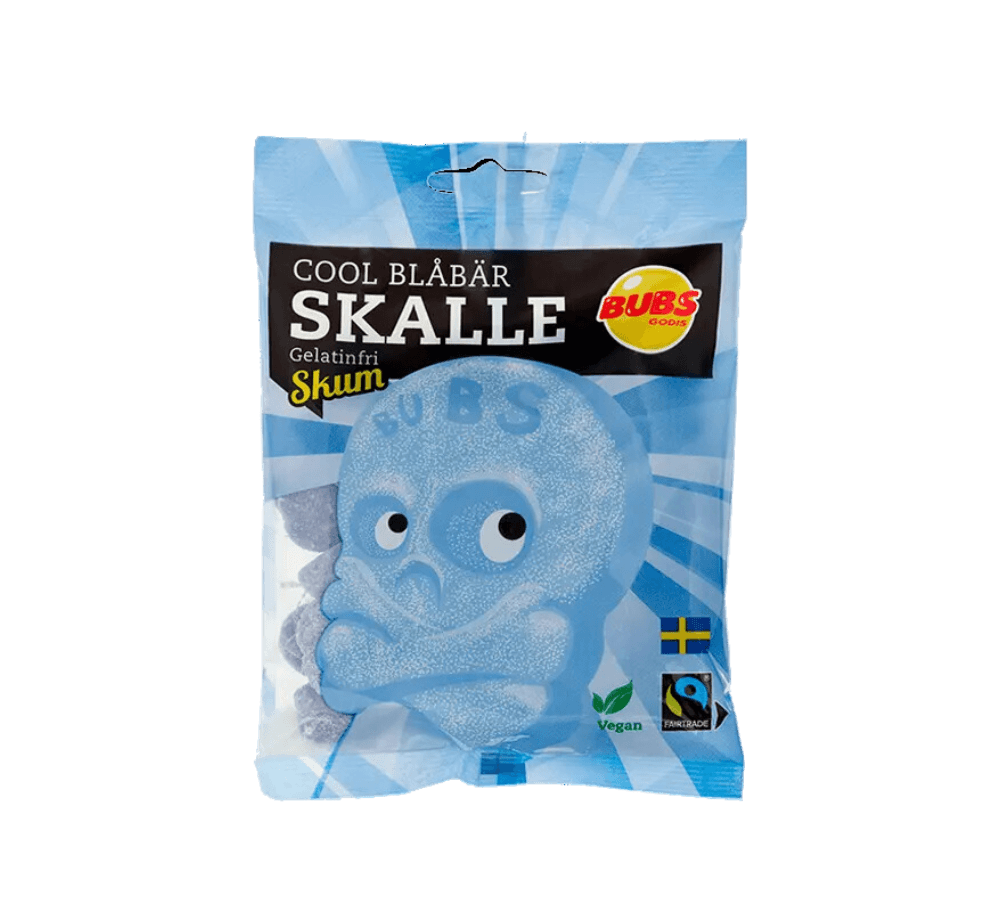Bubs Swedish Candy Cool Blåbär - Skalle