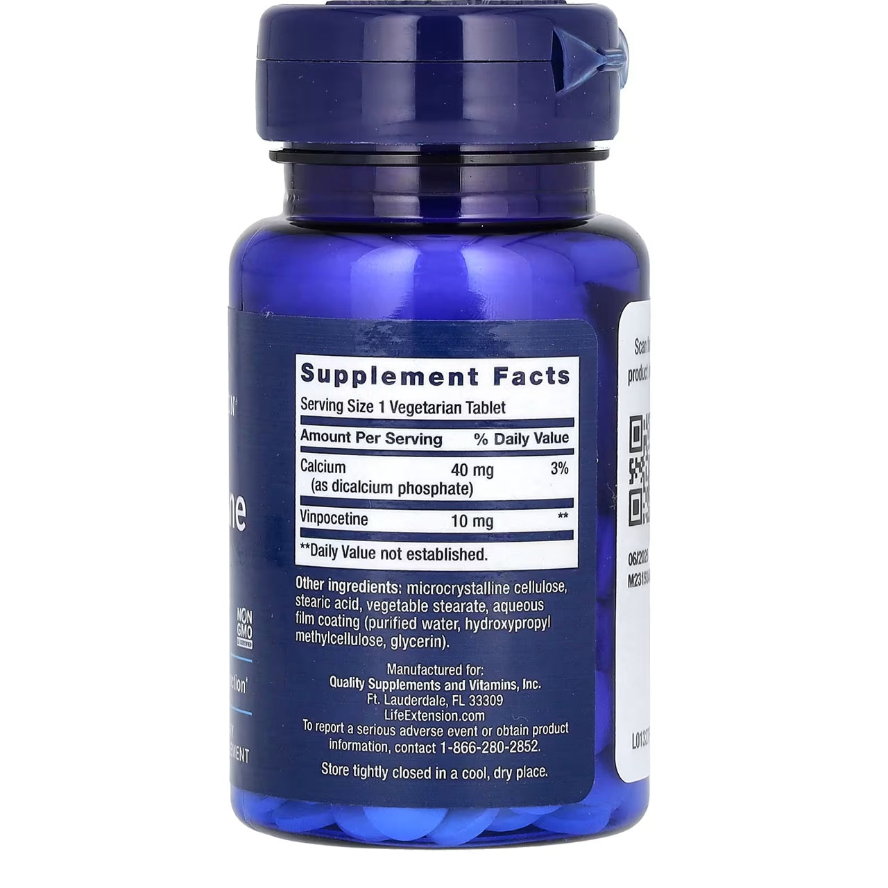 Life Extension Vinpocetine 10mg | 100 Tablets | Memory, Cognition & Cerebral Circulation Support
