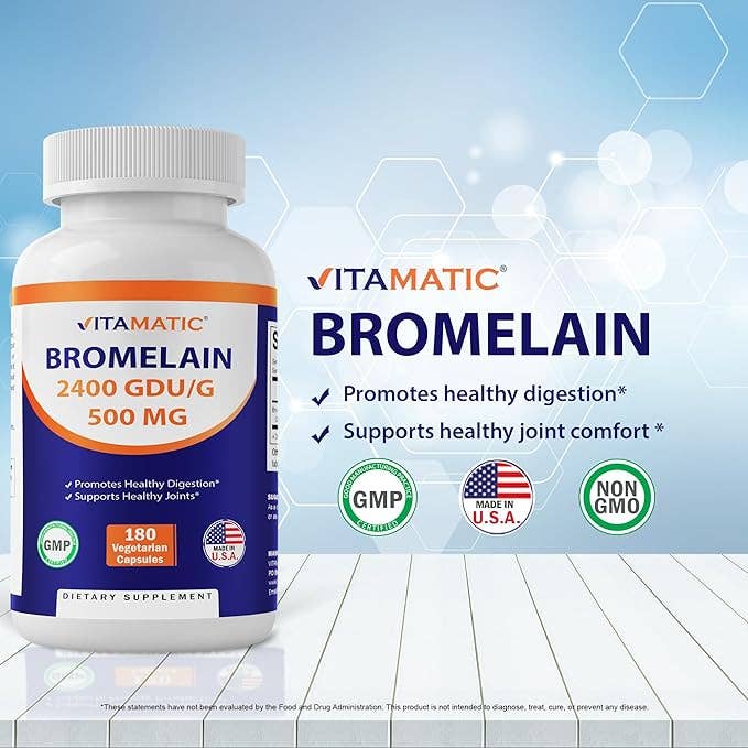 Vitamatic Bromelain 500 mg (2400 GDU/gram) 180 Capsules
