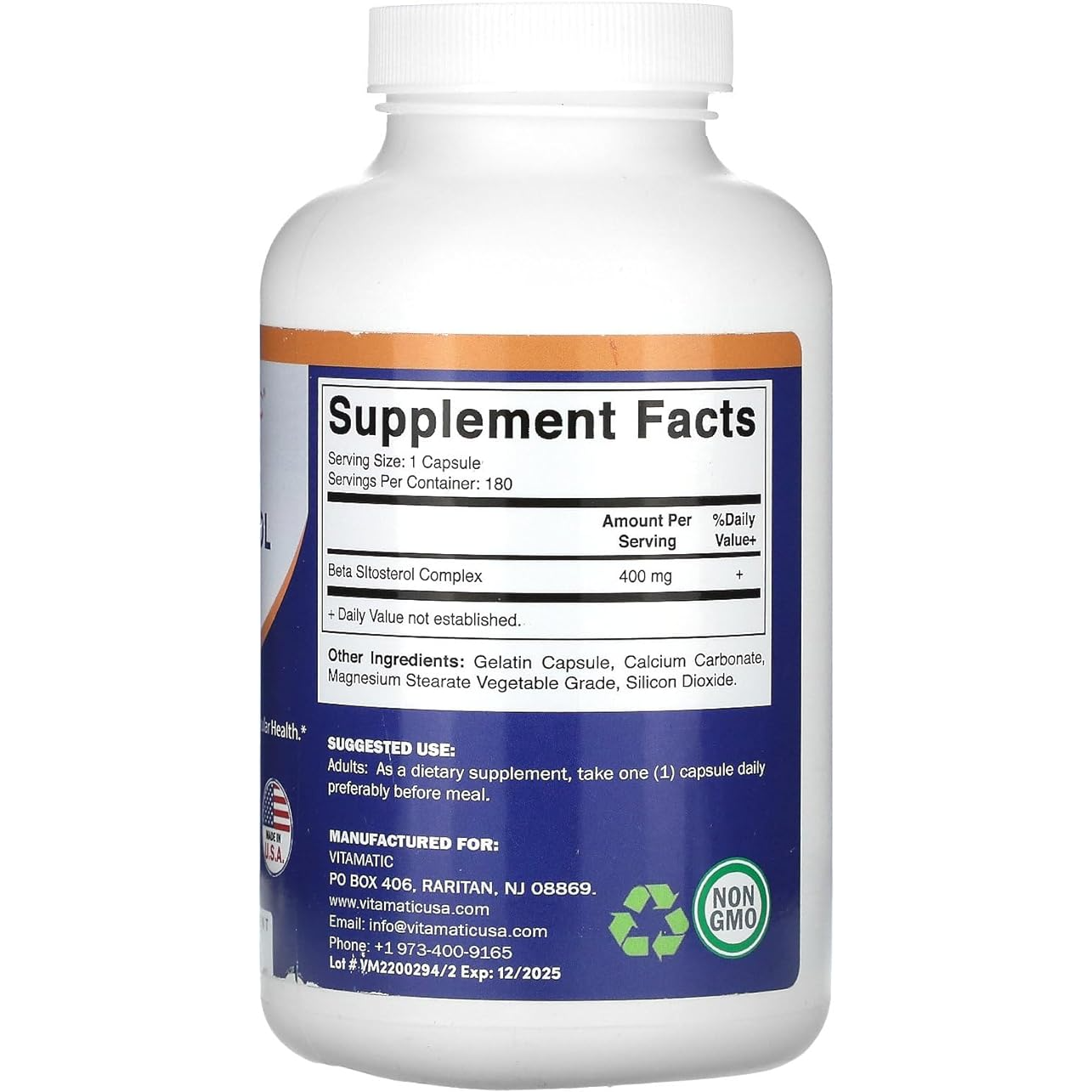 Vitamatic Beta Sitosterol 400mg | 180 Capsules