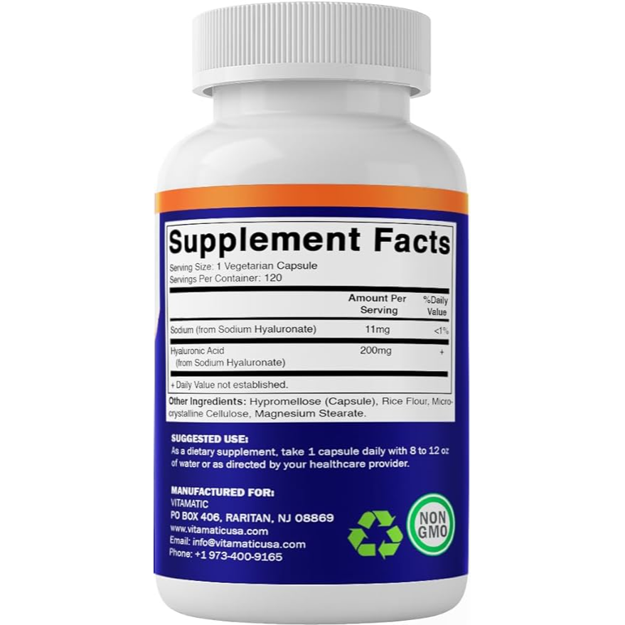 Vitamatic Hyaluronic Acid 200mg | 120 Capsules