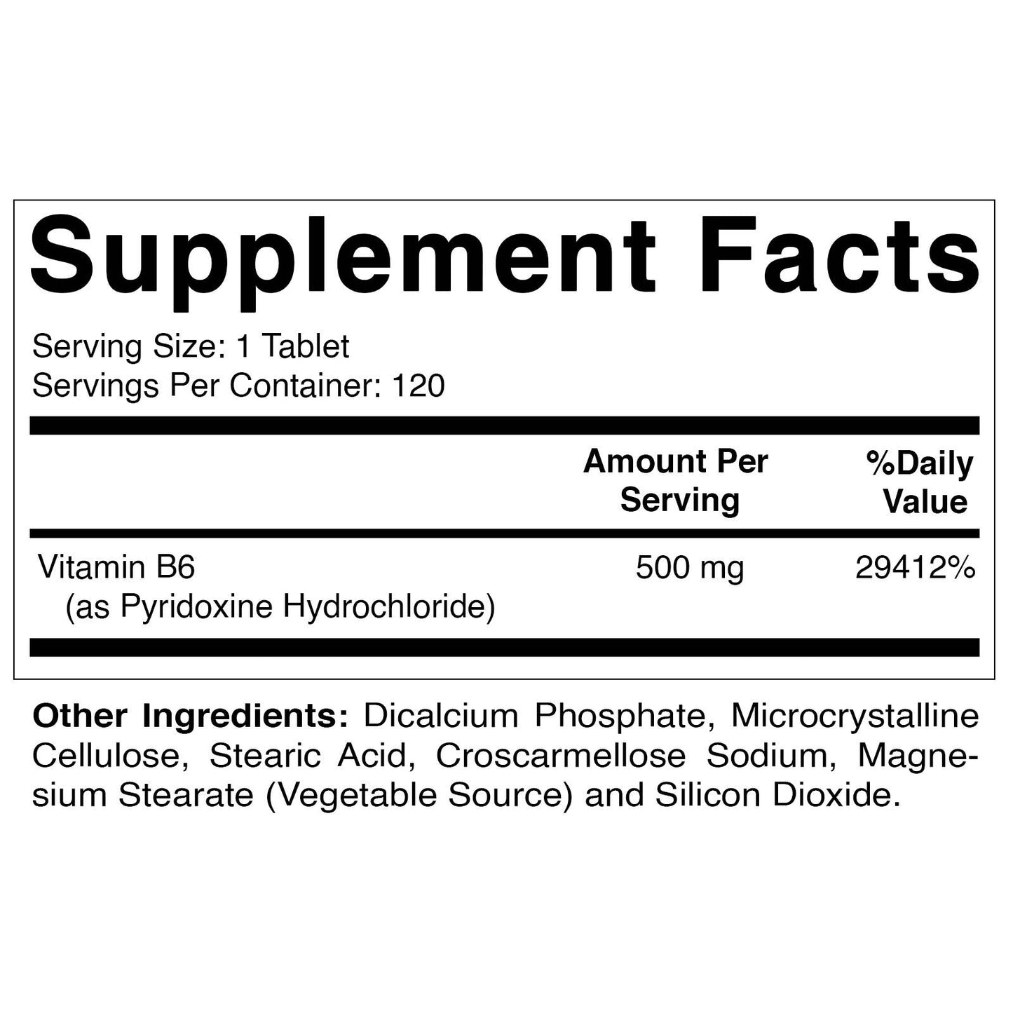 Vitamatic Vitamin B6 (Pyridoxine HCI) 500 mg | 120 Tablets