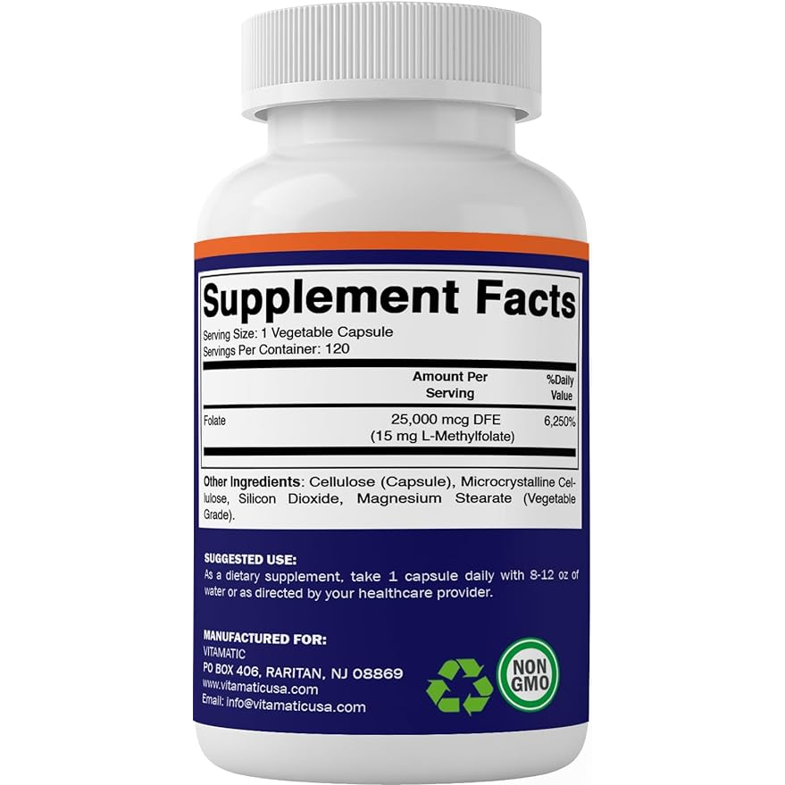 Vitamatic Methyl Folate 15mg | 120 Vegetable Capsules