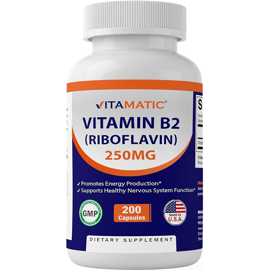 Vitamatic | Vitamin B2 (Riboflavin) 250 mg | 200 Capsules