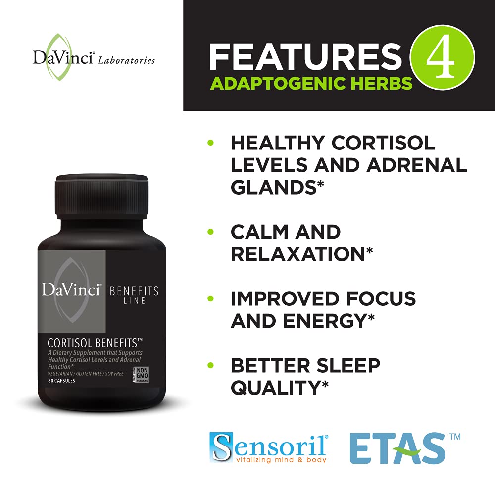 DaVinci Labs Cortisol Benefits - Gluten-Free -60 Vegetarian Capsules