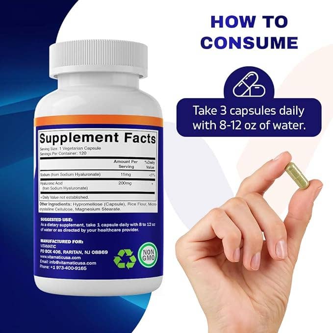 Vitamatic Hyaluronic Acid 200mg | 120 Capsules