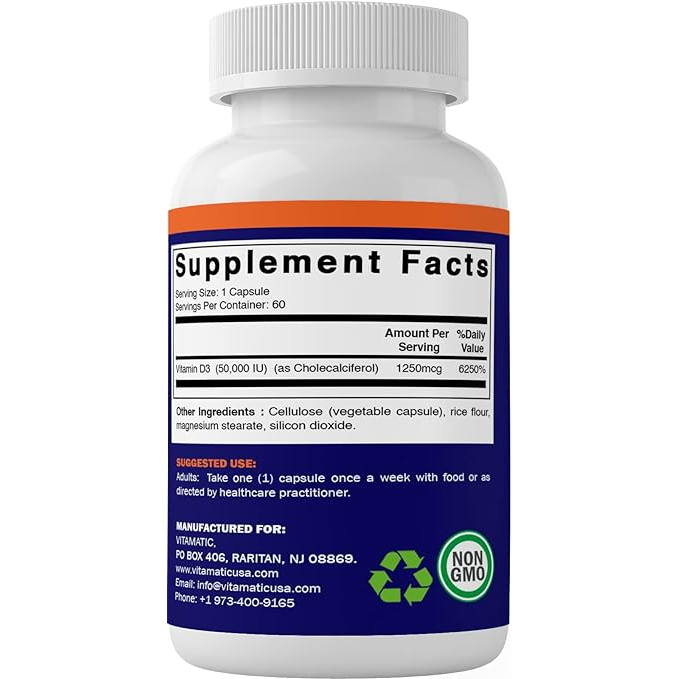 Vitamatic Vitamin D3 50,000 IU (as Cholecalciferol)