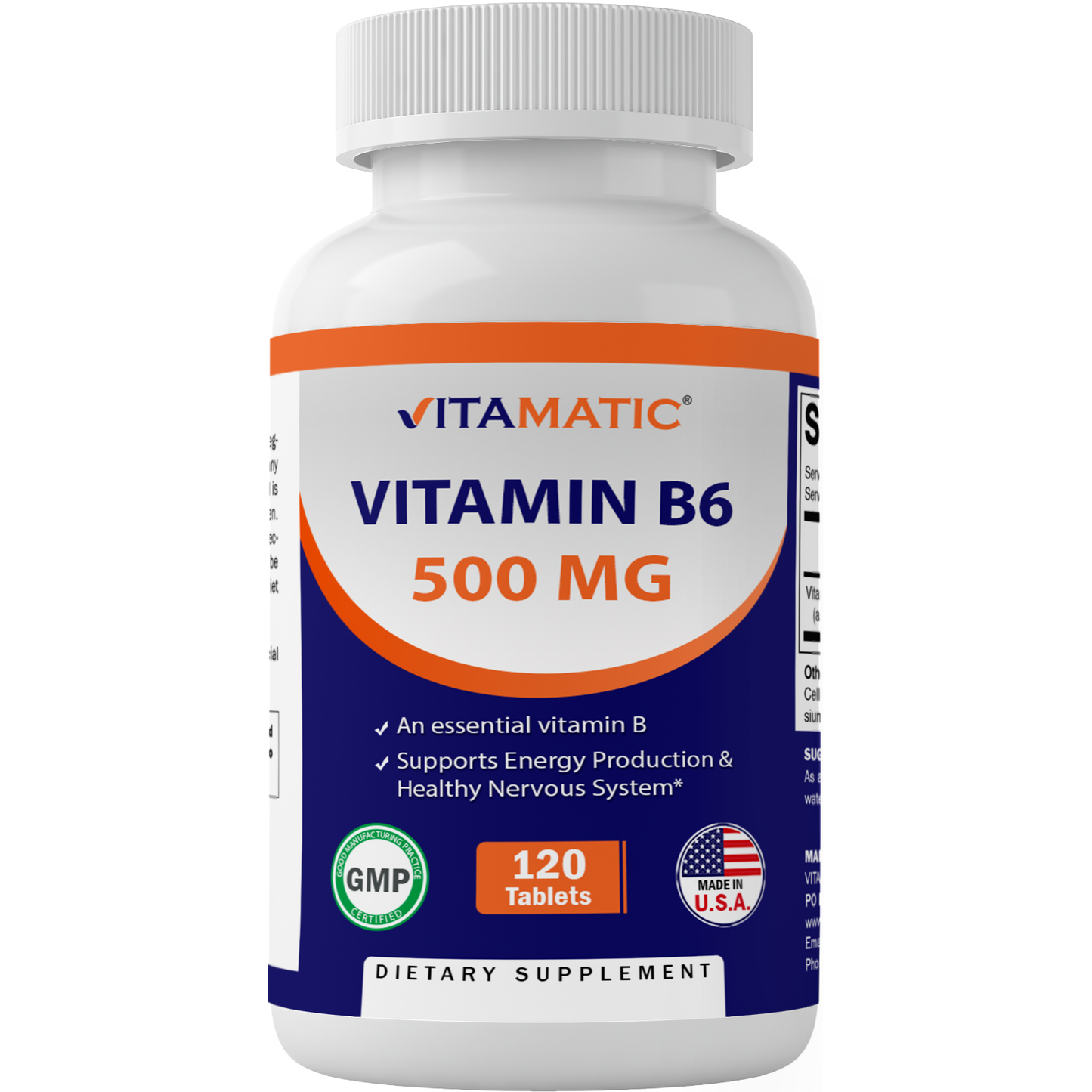 Vitamatic Vitamin B6 (Pyridoxine HCI) 500 mg | 120 Tablets