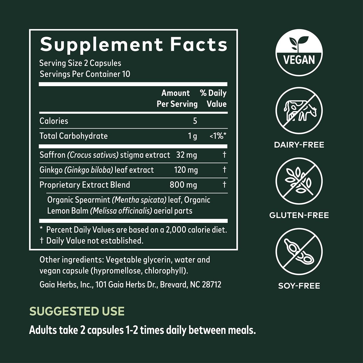 Gaia Herbs Nootropic Focus - Brain & Cognitive Support Supplement