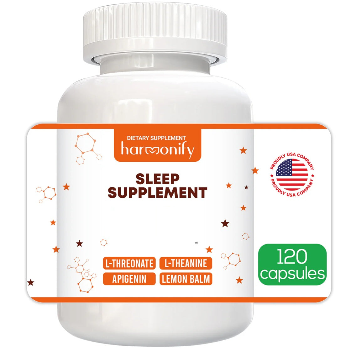 HARMONIFY Magnesium L Threonate 120 Purified Veggie Capsule, 1000 mg, Gluten Free, Non-GMO