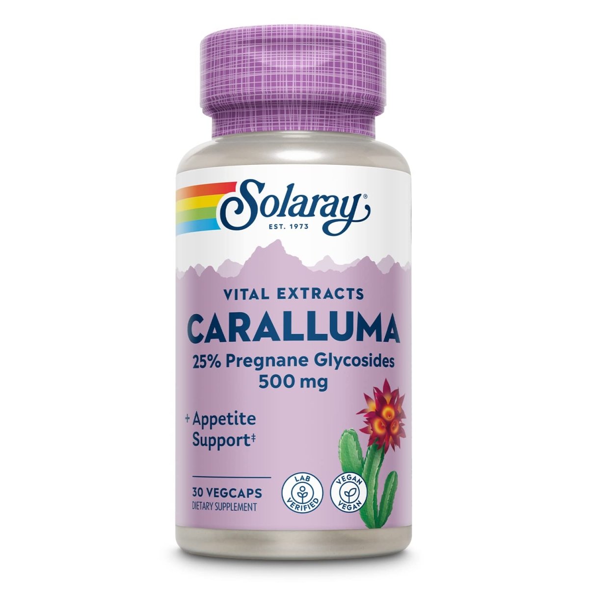 SOLARAY Guaranteed Potency Caralluma Aerial Extract, Veg Cap (Btl-Plastic) 500mg 30ct