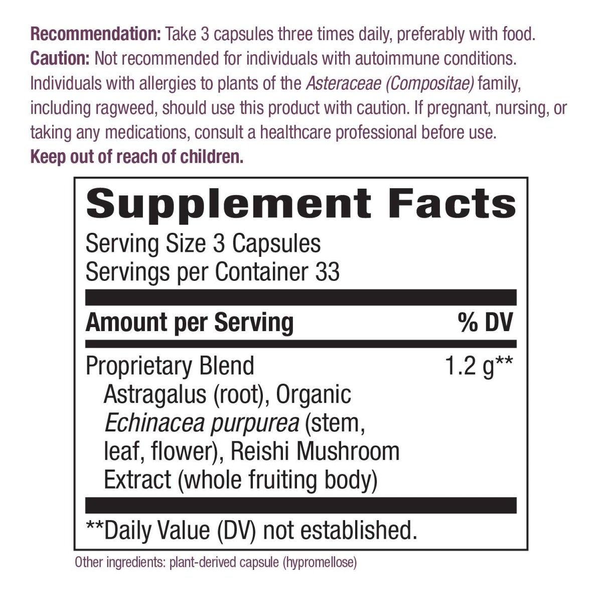 Nature's Way Echinacea Astragalus & Reishi, Immune Support, 100 Capsules