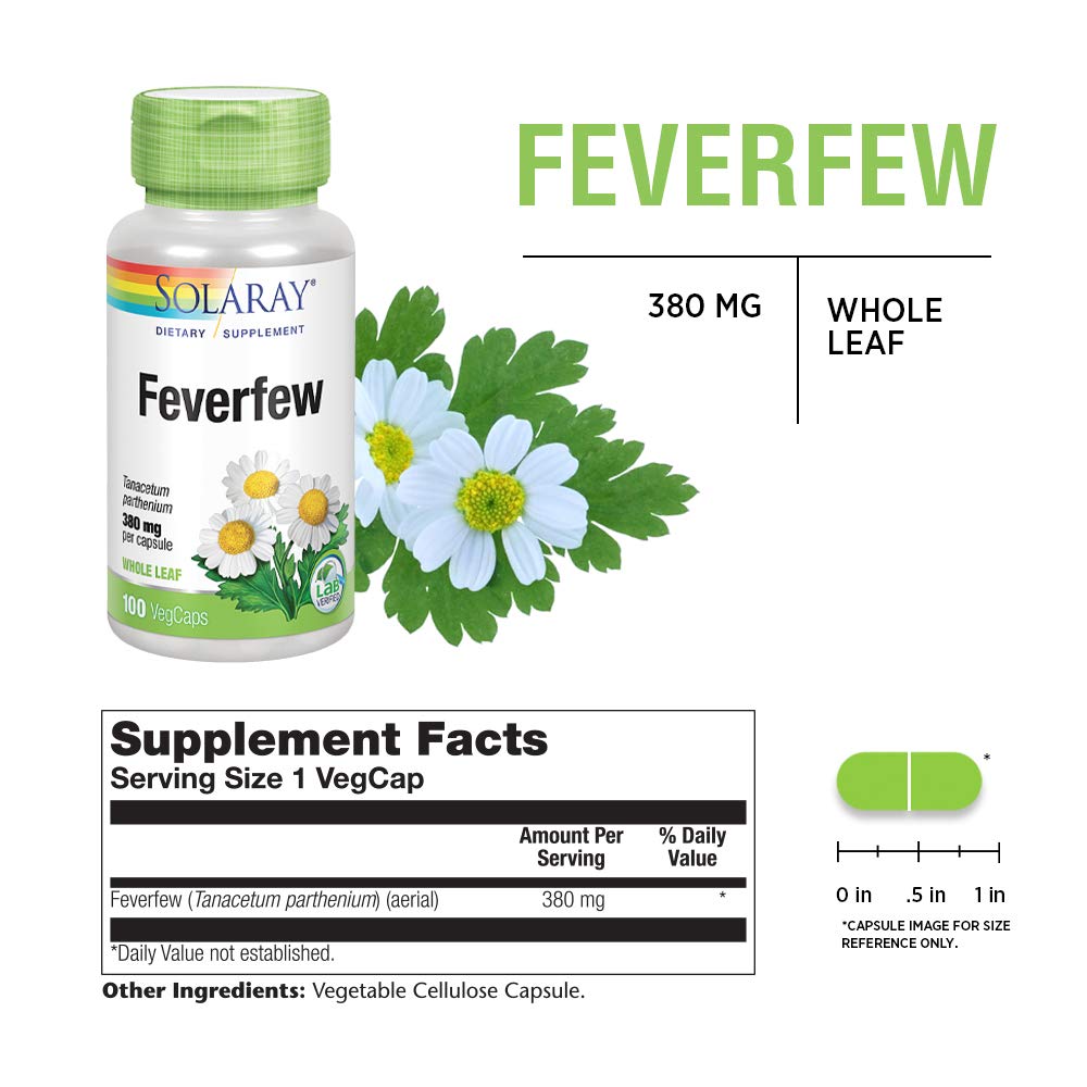 SOLARAY Feverfew Leaf 380 mg 100 VegCaps