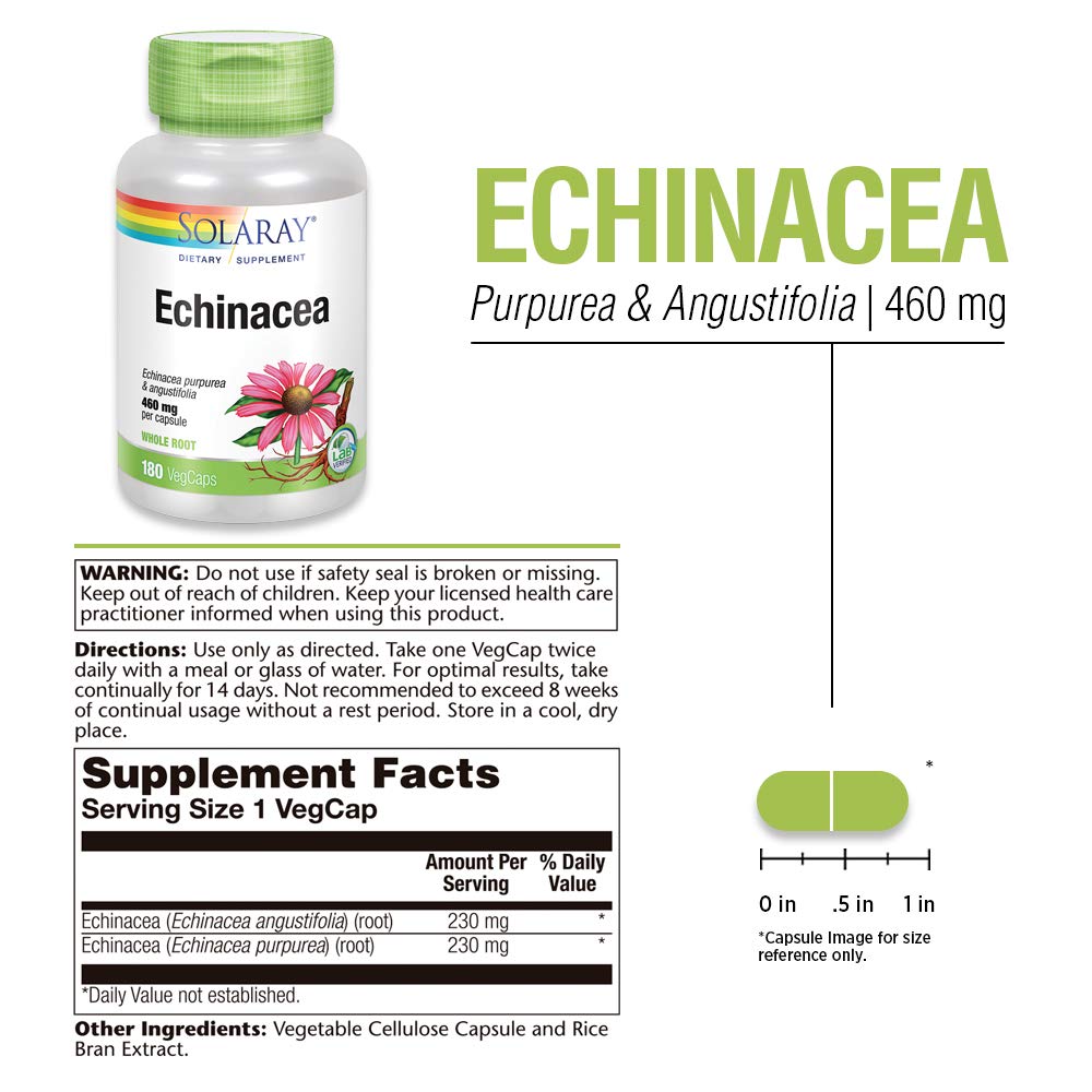 SOLARAY Echinacea Purpurea & Angustifolia Root 460 mg 180 VegCaps