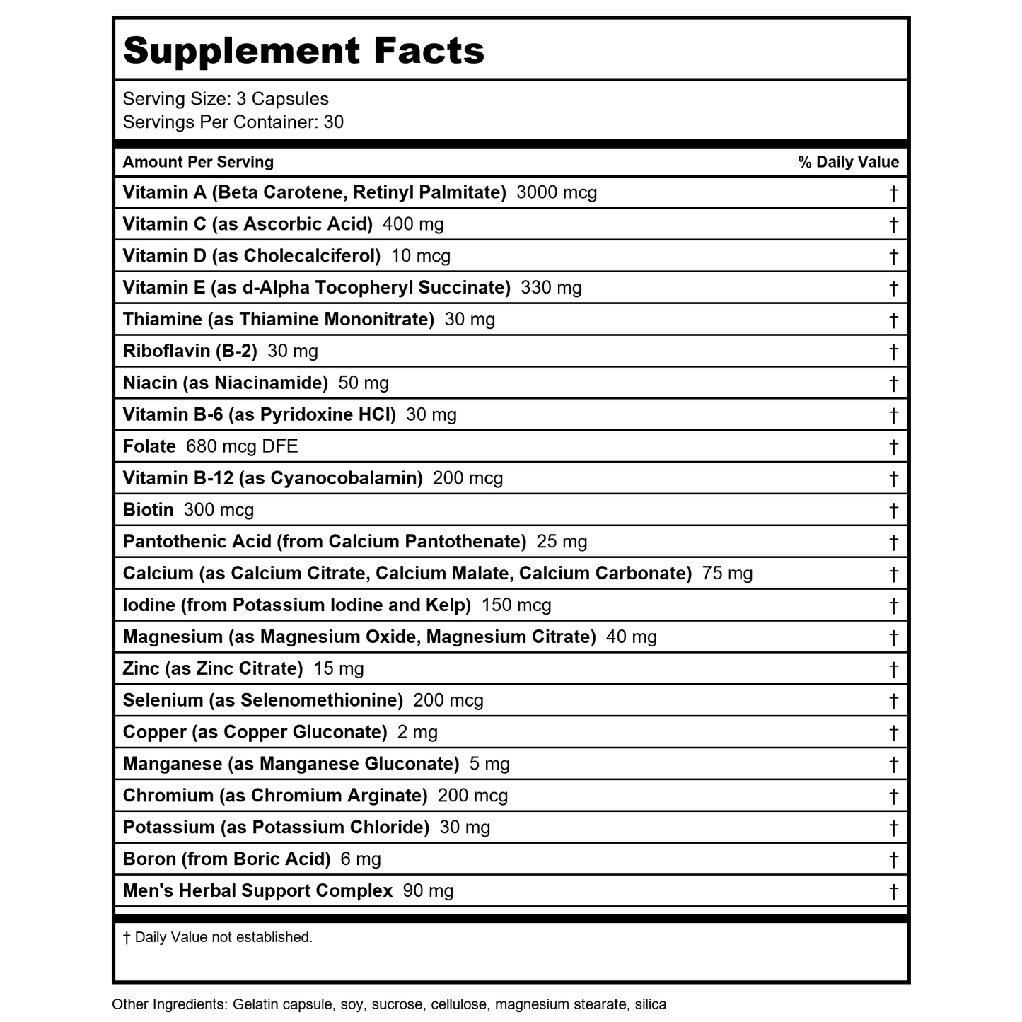 Solaray Men's Golden Multi-Vitamin Capsules 90 Count