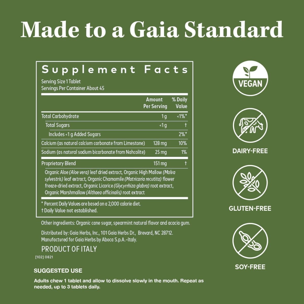 Gaia Herbs Reflux Relief - - 45 Chewable Tablets (45-Day Supply)