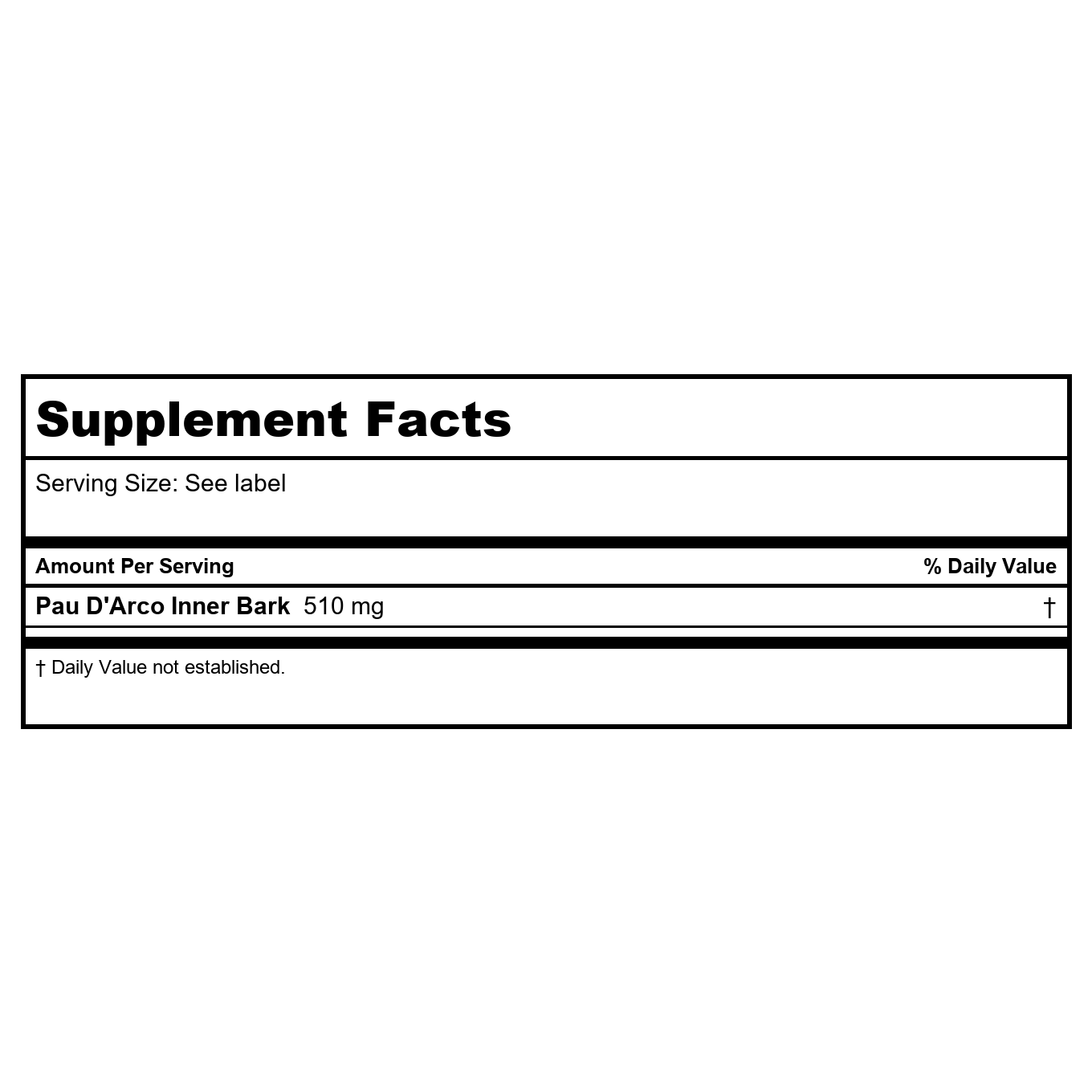Solaray PAU D'Arco Inner Bark - 510 mg - 100 Capsules