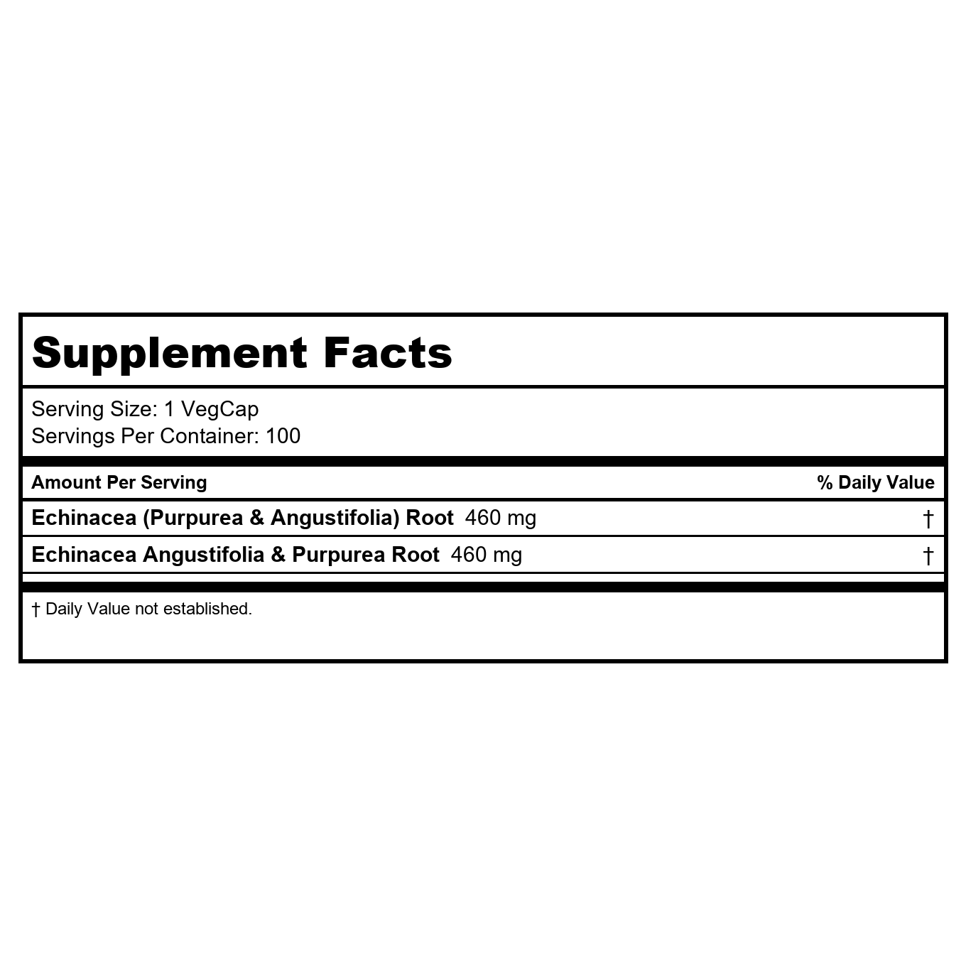SOLARAY Echinacea Angustifolia & Purpurea Root, Veg Cap (Btl-Plastic) 460mg 100ct