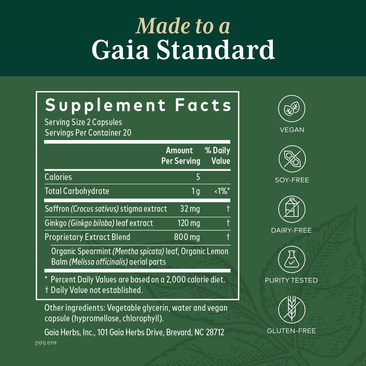 Gaia PRO Nootropic Focus - 40 Vegan Liquid Phyto-Capsules (20 Servings)