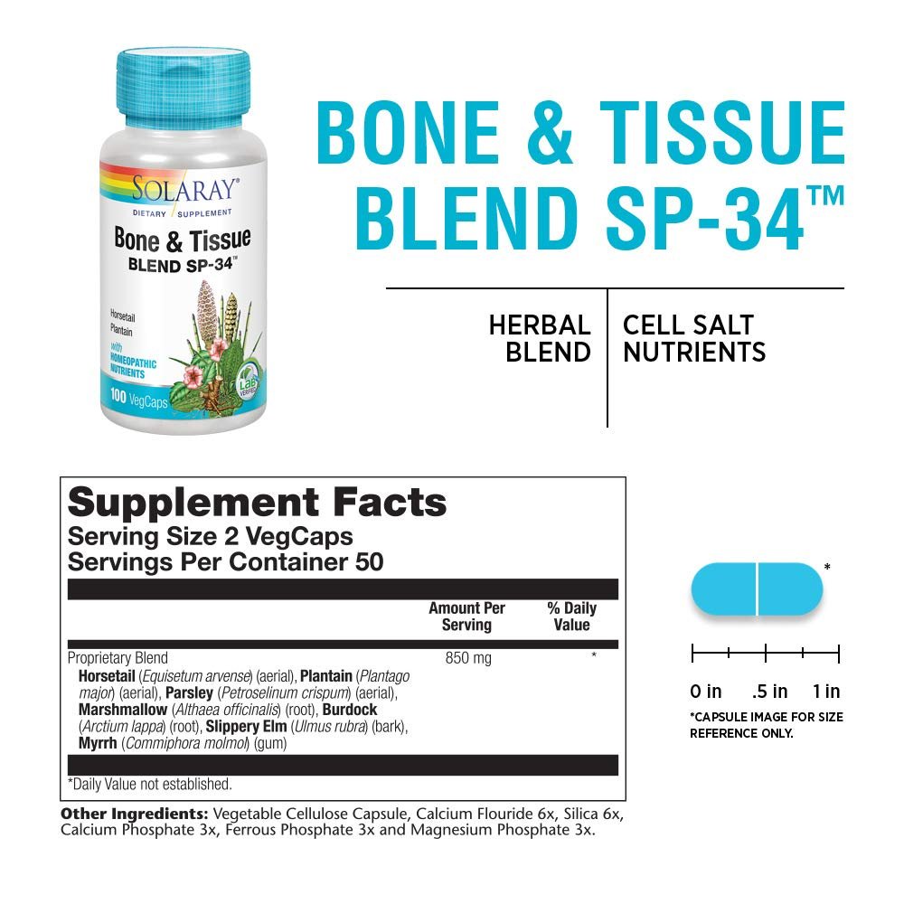Solaray Bone and Tissue Blend SP-34 50 Servings 100 VegCaps