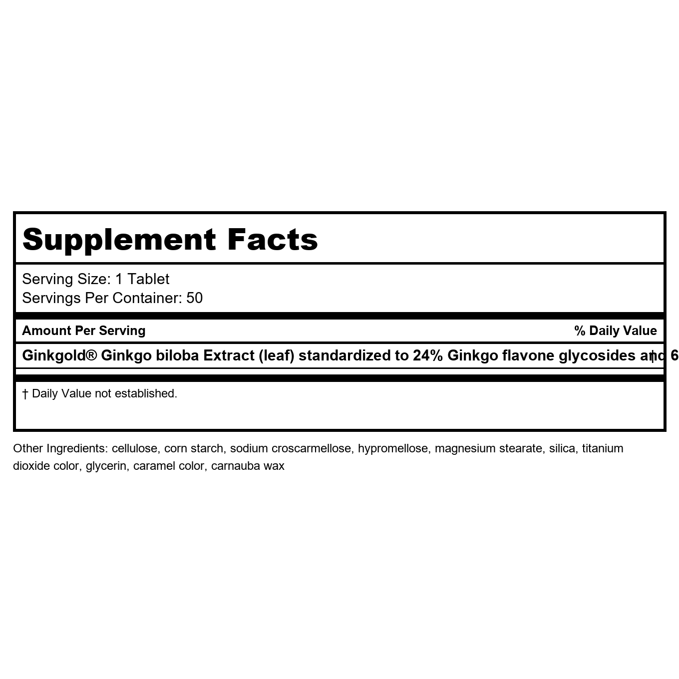 Nature's Way Advanced Ginkgold Extract - Cognitive and Memory Support - 50 Tablets