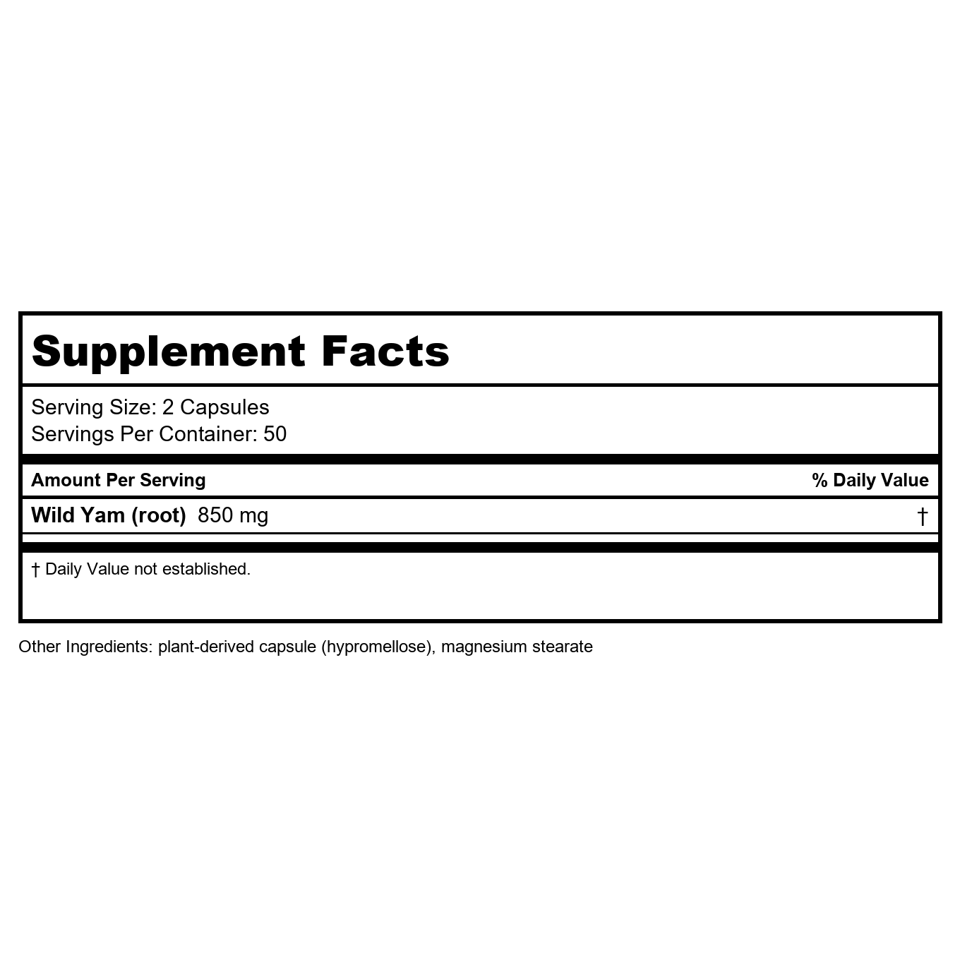 Nature's Way Wild Yam Root - Soothes GI Discomfort - 100 Capsules