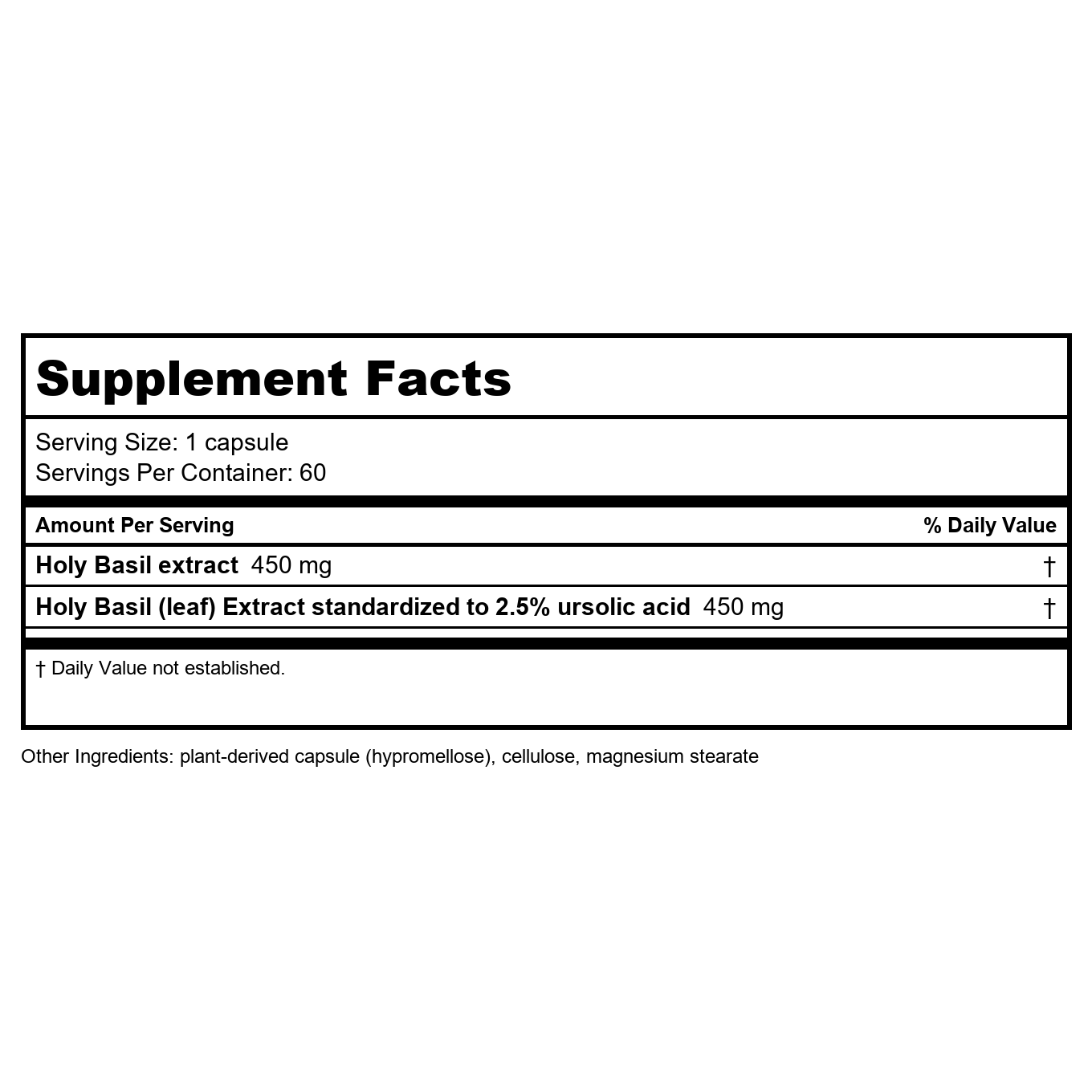 Nature's Way Premium Extract Holy Basil 450 mg per Serving 60 Vcaps