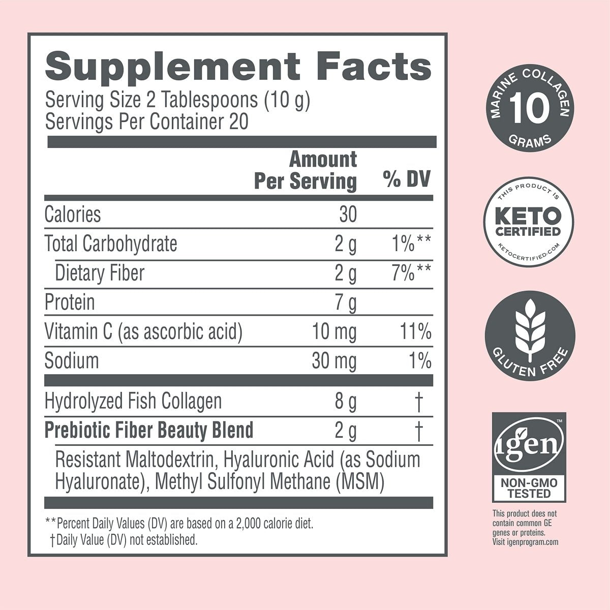 NeoCell Marine Collagen with Beauty Blend; for Skin Hydration; Healthy Hair, Nails and Joint Support; Keto Certified, Gluten Free; Unflavored Powder, 7 Ounces, 20 Servings