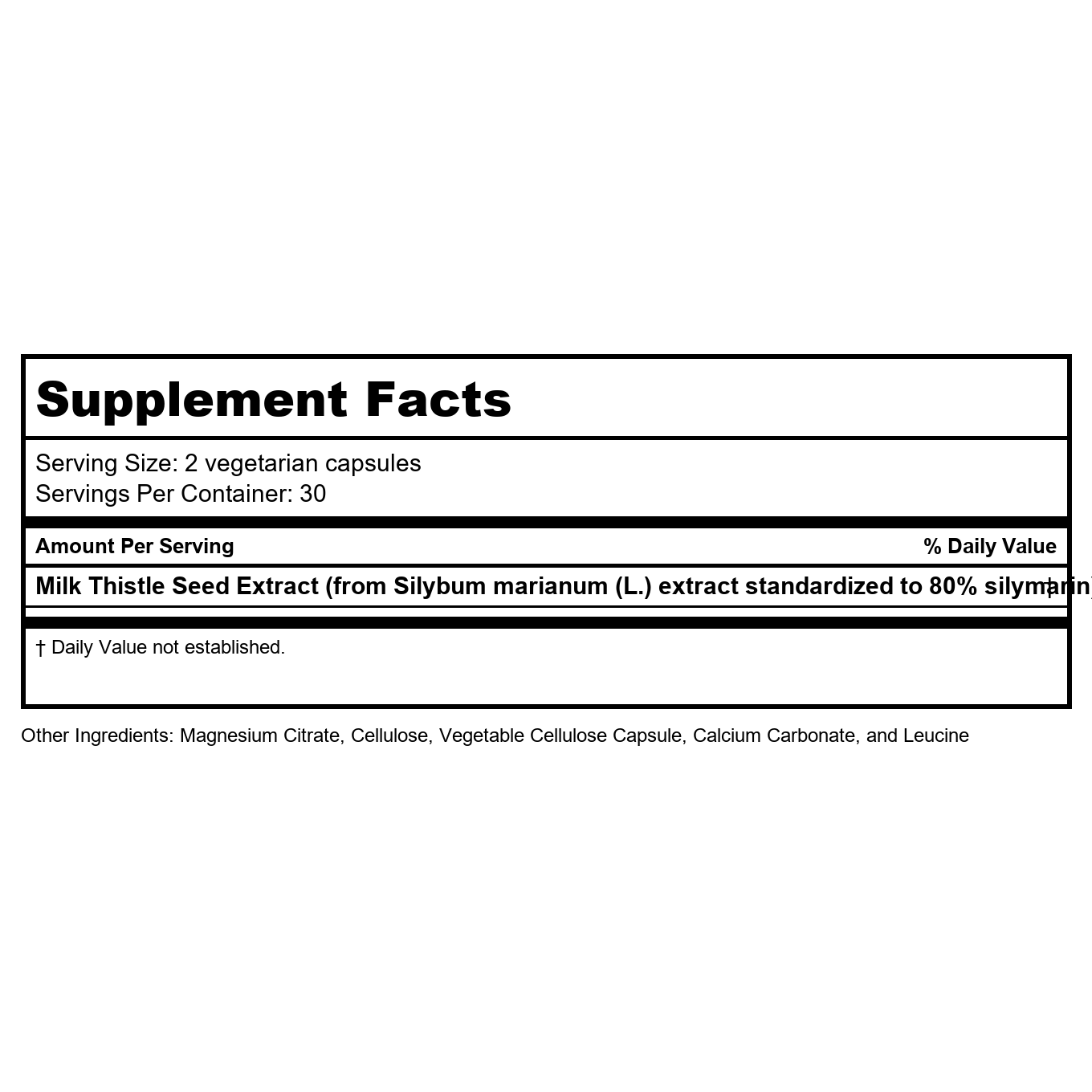 Vital Nutrients Milk Thistle Extract 250mg 60 Vcaps