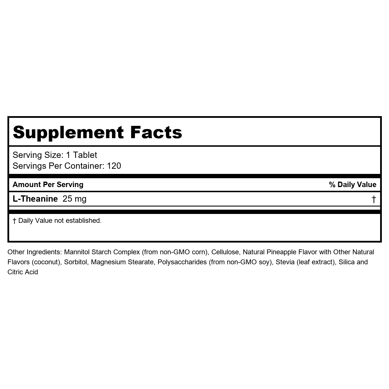 KAL L-Theanine ActivMelt 25mg Pineapple 120 Micro Tablets PN
