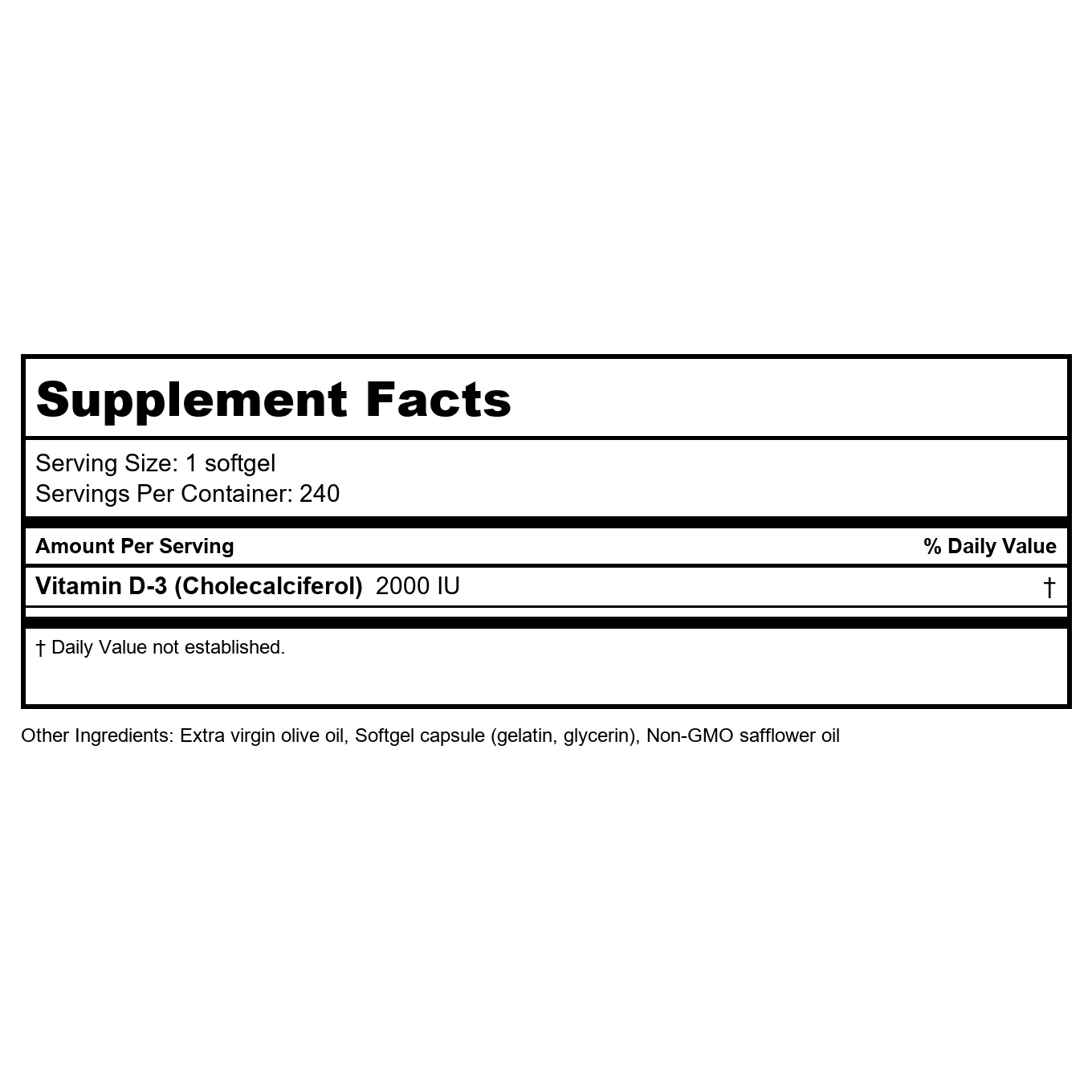 Nature's Life D-3 2000 IU 240 Softgels