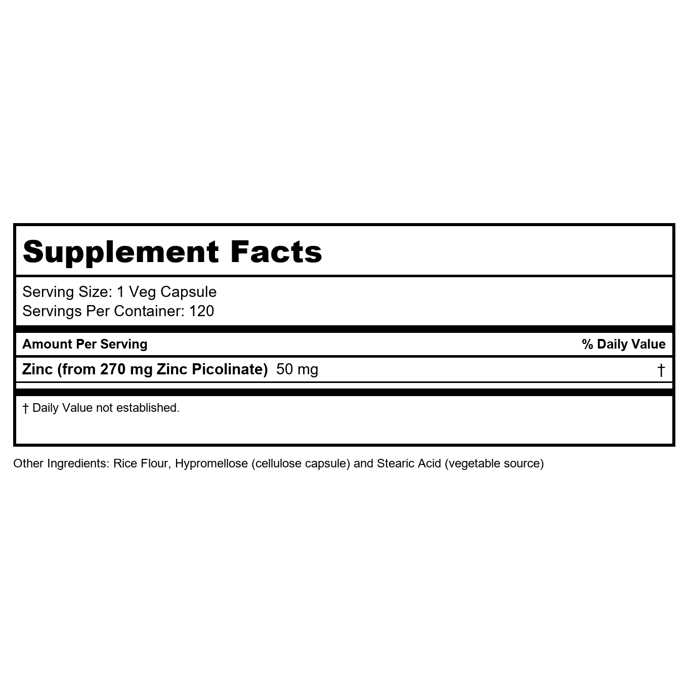 Lucky Brand - ZINC PICOLINATE 50mg 120 VCAPS