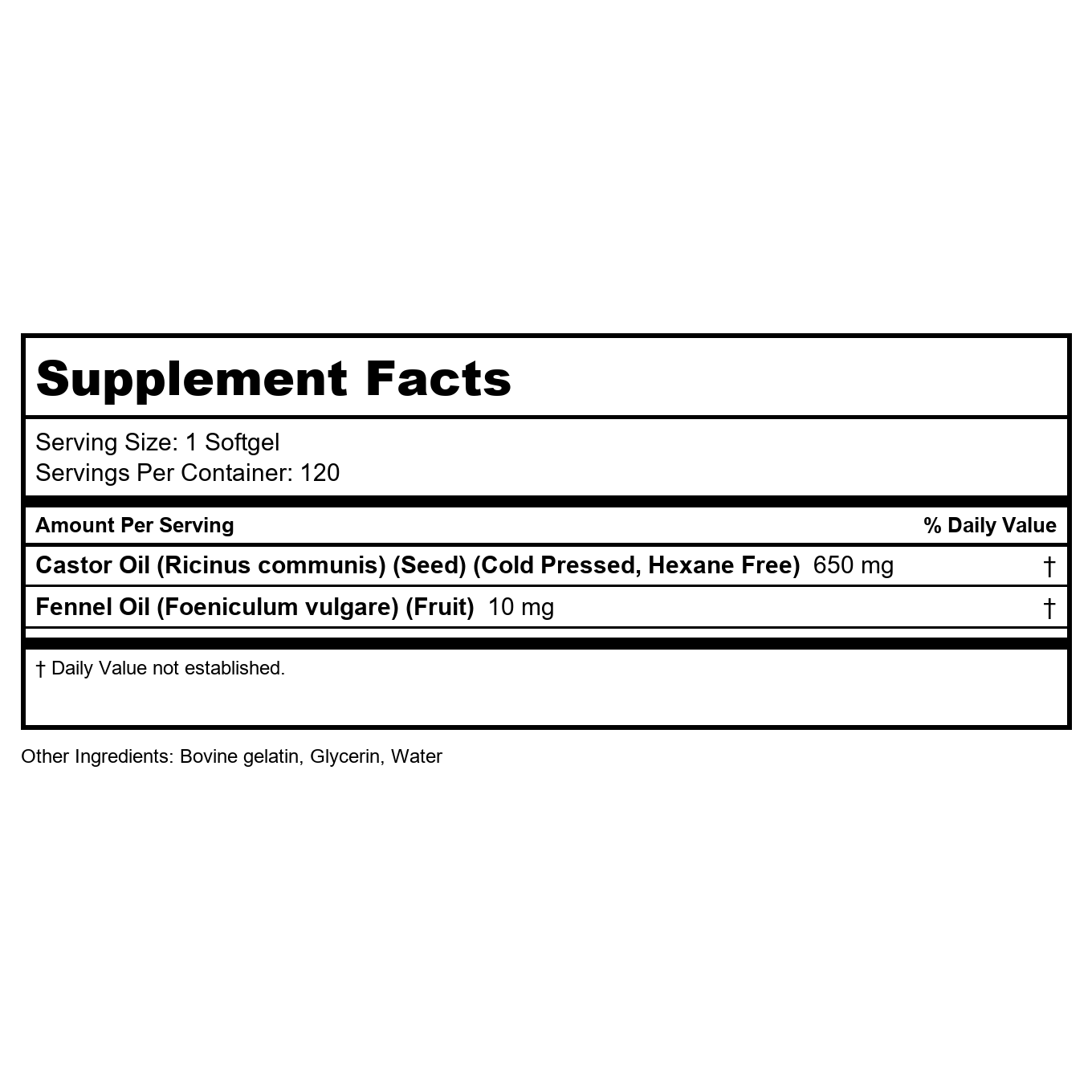 Now Foods Castor Oil 650mg 120 cap