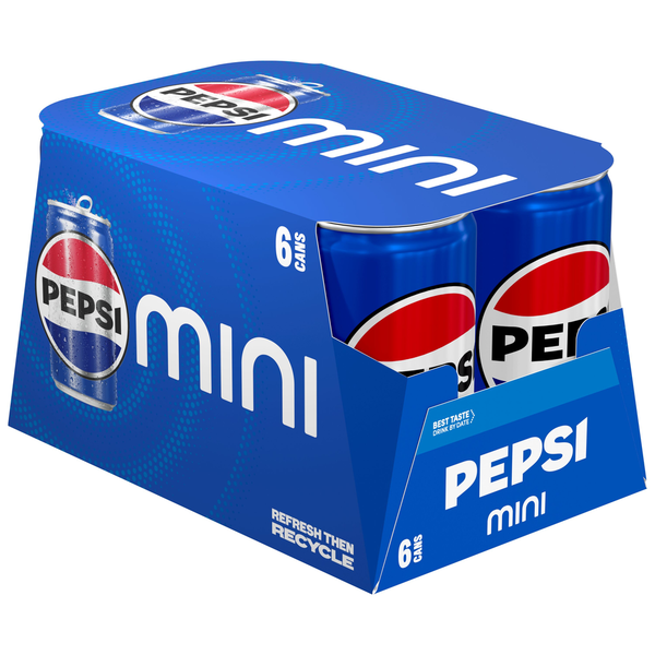Pepsi Mini Soda Cola 7.5 Fl Oz 6 Count
