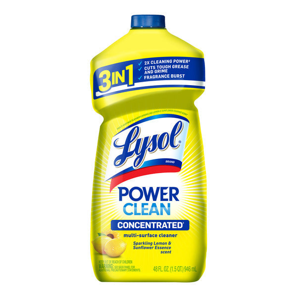 LYSOL® Lysol Power Clean Multi-Surface Cleaner, 2x Concentrated Pour, Sparkling Lemon & Sunflower Essence scent, 48 Fl Oz
