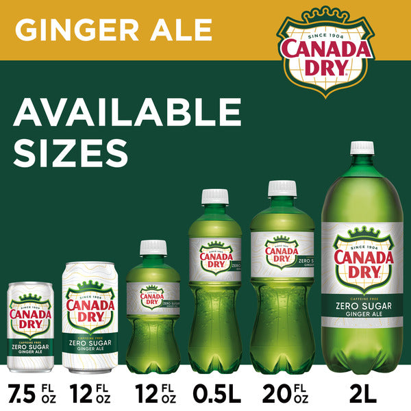Canada Dry Zero Sugar Ginger Ale Soda, 2 L bottle