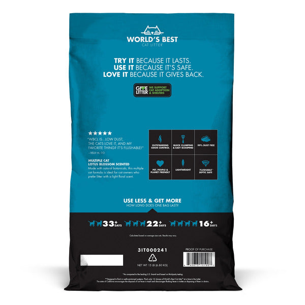 World's Best Cat Litter Multiple Cat Lotus Blossom Scented