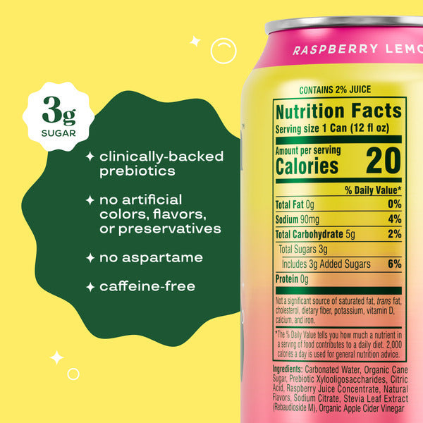 Bloom Pop Raspberry Lemonade Prebiotic Soda
