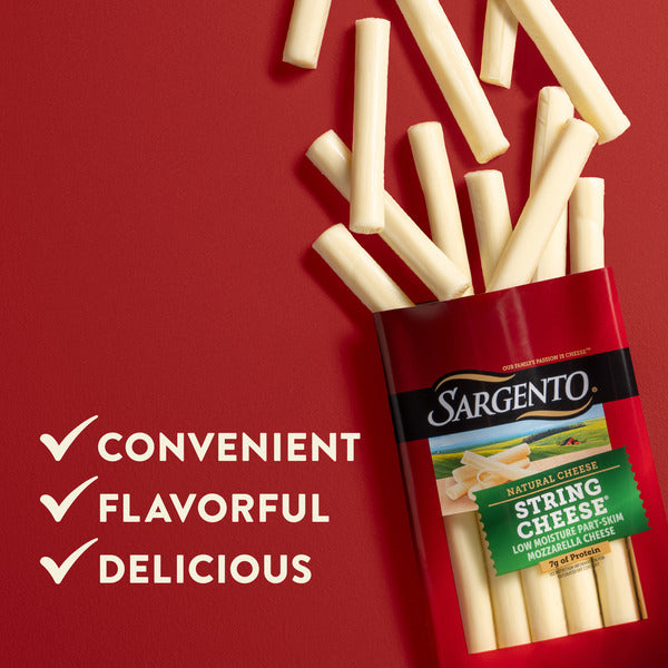 Sargento Natural Low Moisture Part-Skim Mozzarella String Cheese, 24-Count