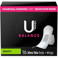 U by Kotex Balance Ultra Thin Pads with Wings, Hea...
️