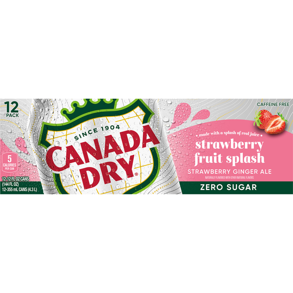 Canada Dry Zero Sugar Strawberry Fruit Splash Strawberry Ginger Ale