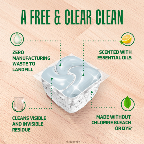 Cascade Free & Clear Dishwasher Pods, Lemon Essence