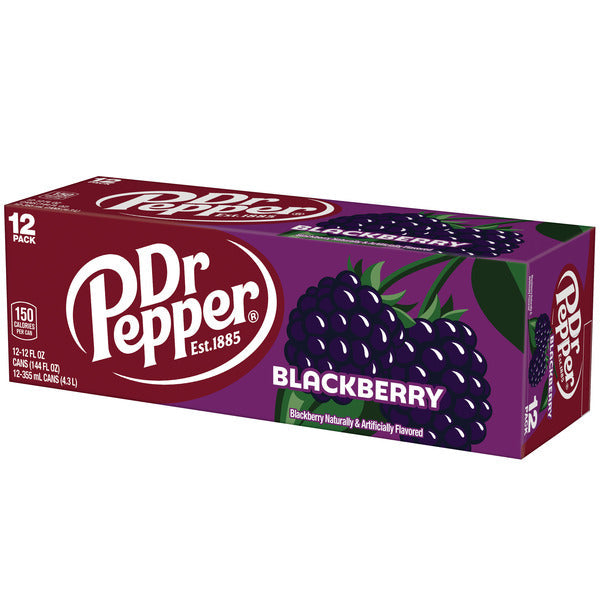 Dr Pepper Blackberry Soda, 12 fl oz cans, 12 pack