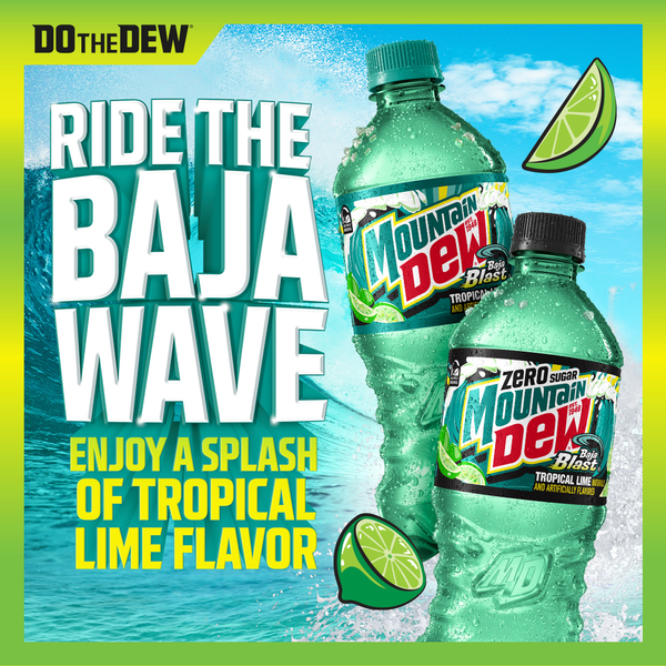 Mountain Dew Baja Blast Dew Tropical Lime Flavor 2 Liter