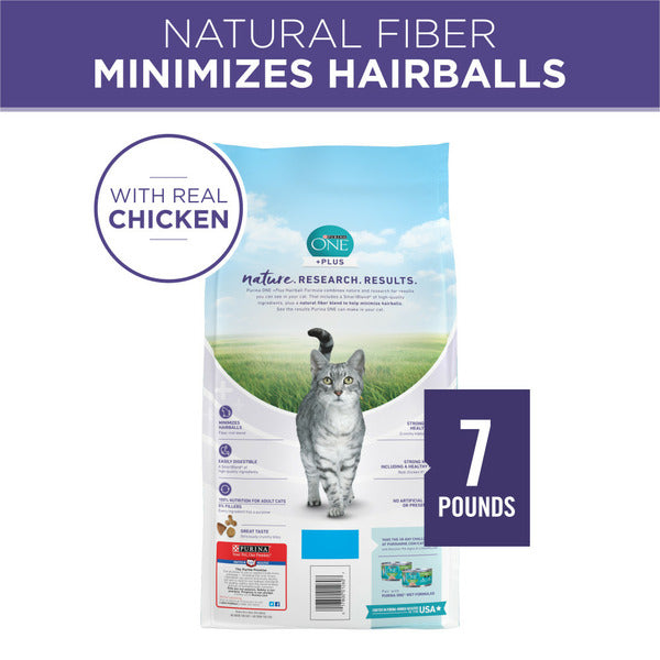 Purina ONE Natural Cat Food for Hairball Control, +PLUS Hairball Formula