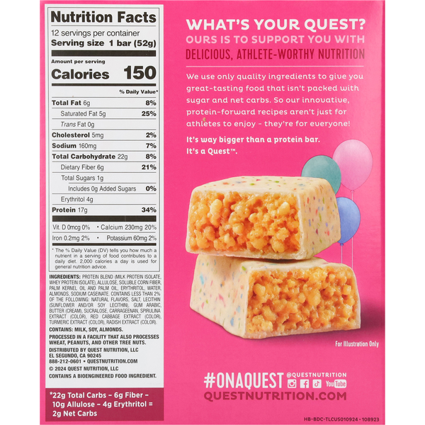Quest Hero Crispy Birthday Cake Flavored Protein Bar