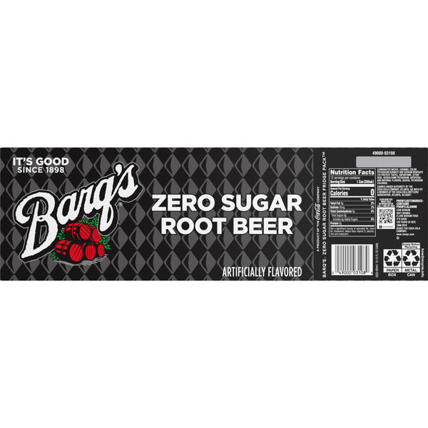 Barq's Zero Sugar Root Beer Soda Soft Drink