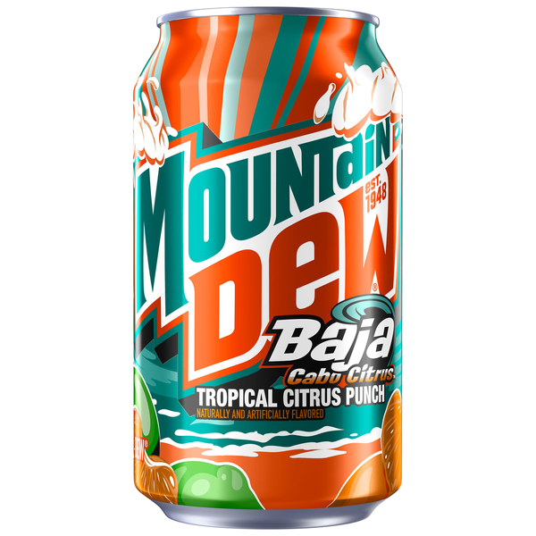 Mountain Dew Soda Pop Baja Cabo Citrus Tropical Punch Soda Cans