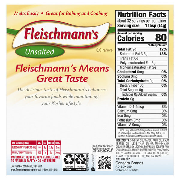 Fleischmann's Unsalted Vegetable Oil Spread Sticks